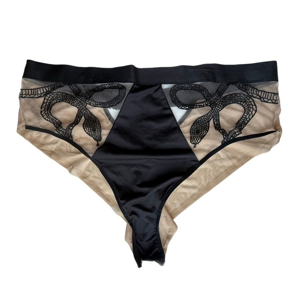 Thistle and Spire Medusa High Waisted Bikini Sheer Mesh Plus Size 2X Black